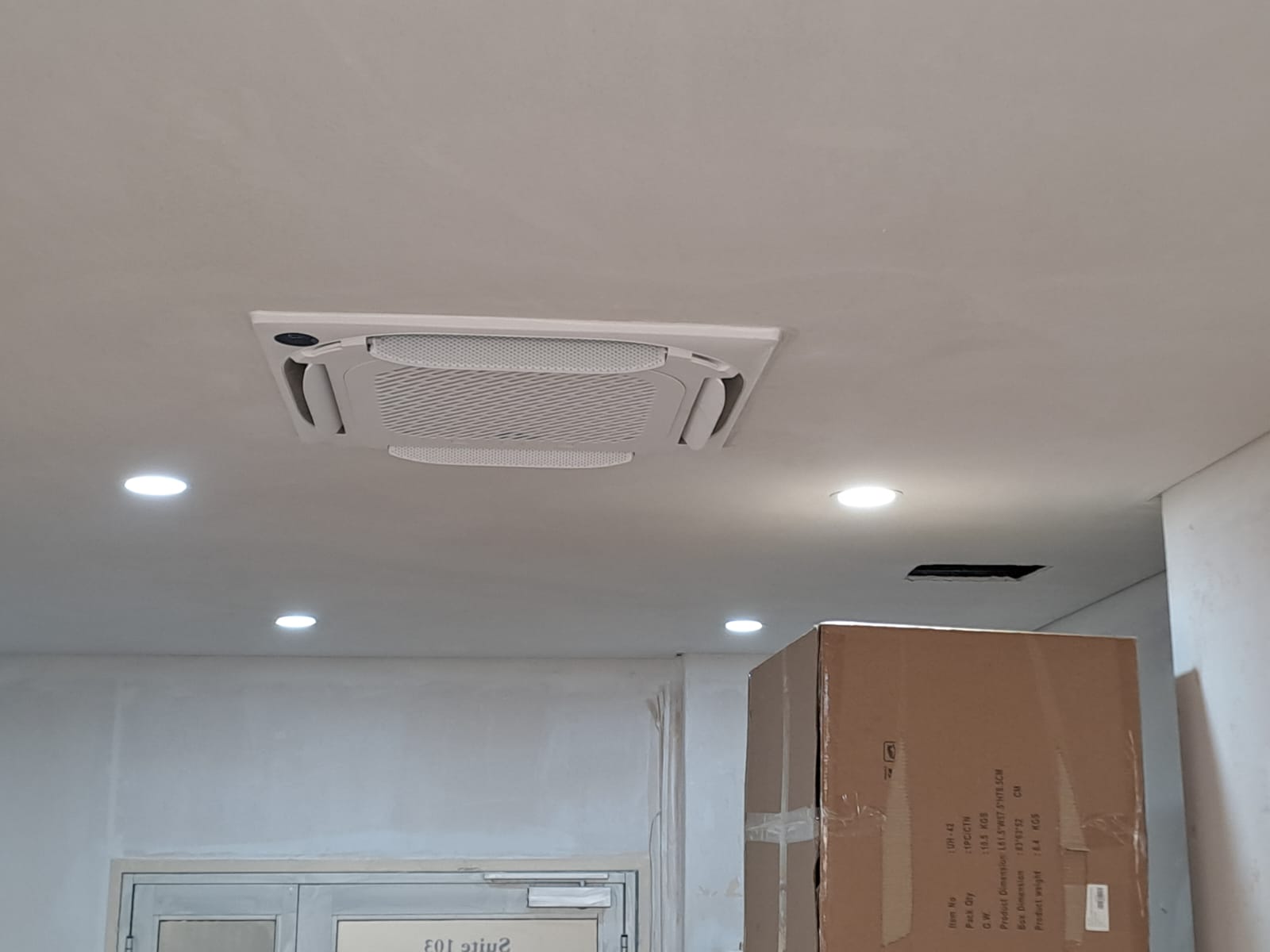 Commercial cassette air conditioning unit installation in Pretoria office ceiling